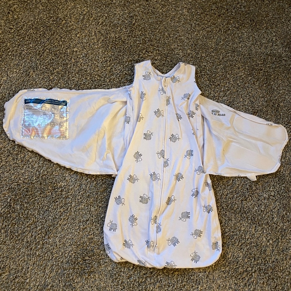 Halo White Baby Transitional Sleep Sack Swaddle with Sheep Print